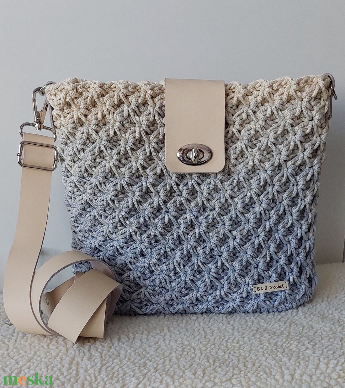 Ombre horgolt táska - táska & tok - kézitáska & válltáska - vállon átvethető táska - Meska.hu