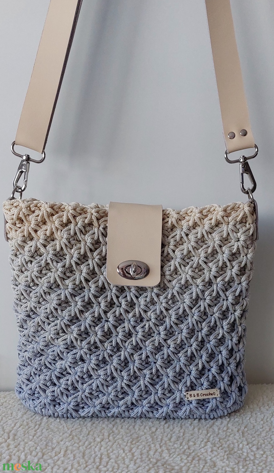 Ombre horgolt táska - táska & tok - kézitáska & válltáska - vállon átvethető táska - Meska.hu
