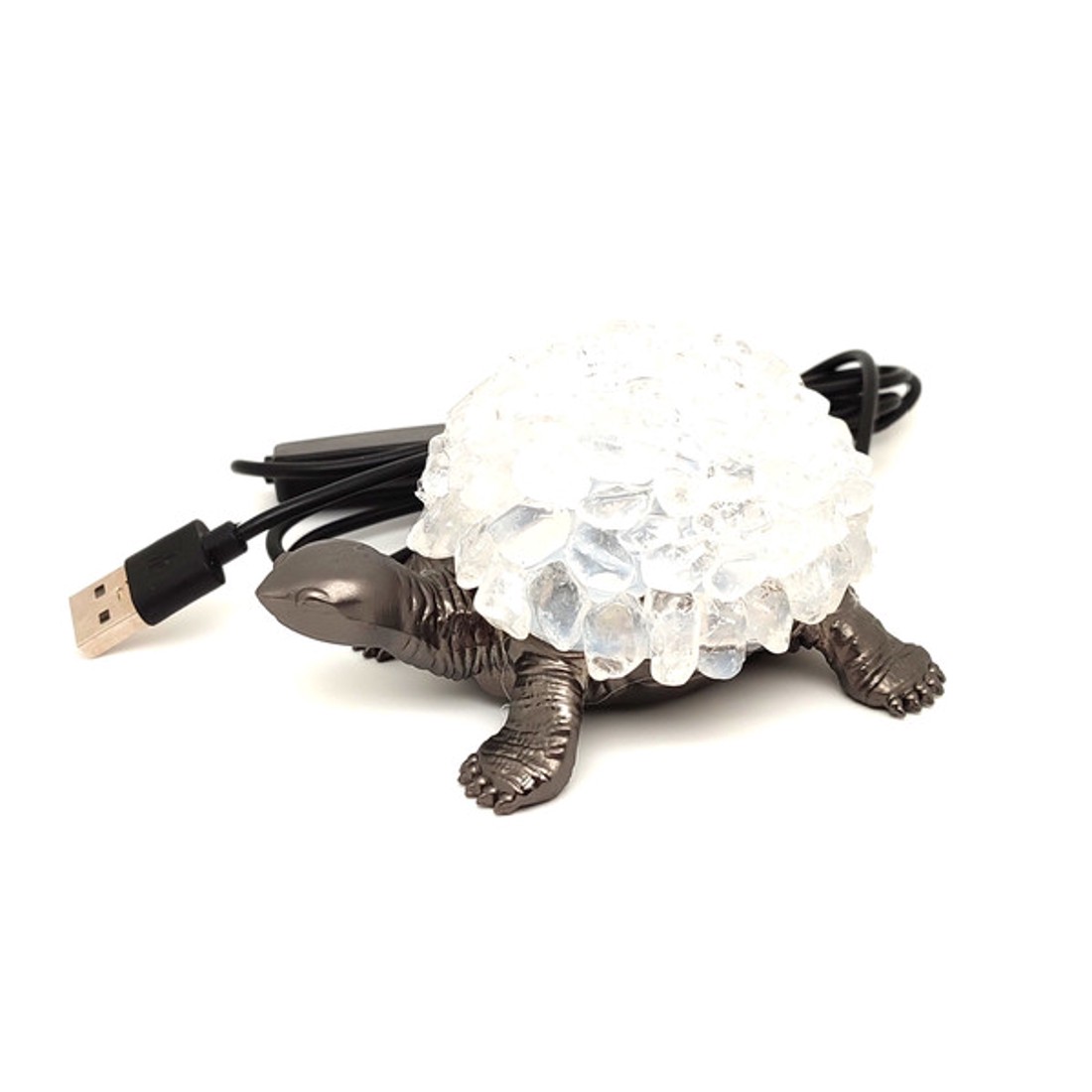 Hegyikristály teknős hangulatlámpa fekete 10�8 cm USB LED talppal -  - Meska.hu