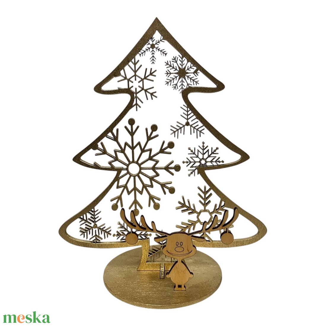 Arany rénszarvasos karácsonyi asztaldísz - karácsony - karácsonyi lakásdekoráció - ünnepi asztaldekoráció - Meska.hu
