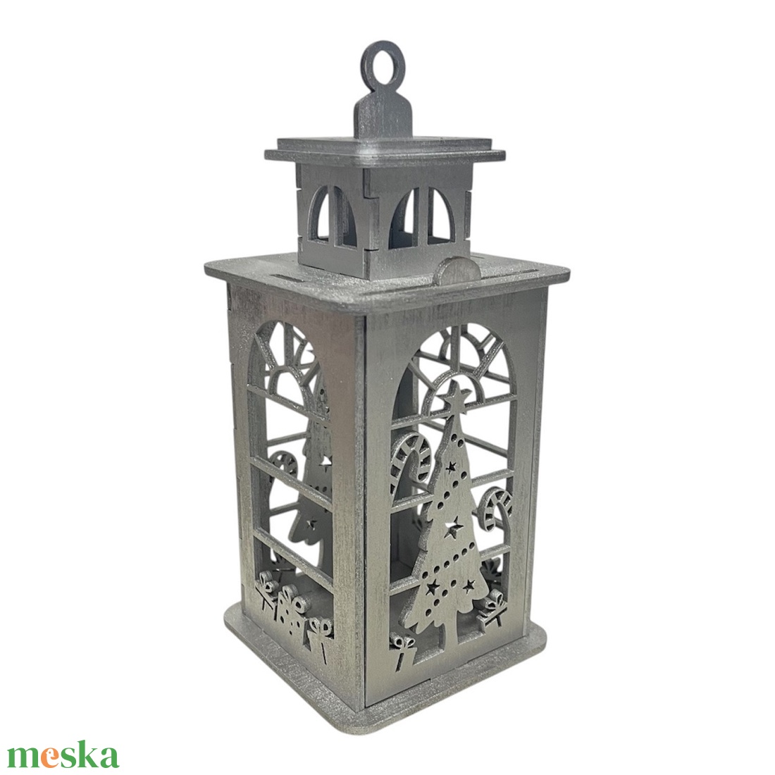 Karácsonyi ezüst mécsestartó  Fenyőfás motívummal - karácsony - karácsonyi lakásdekoráció - ünnepi asztaldekoráció - Meska.hu