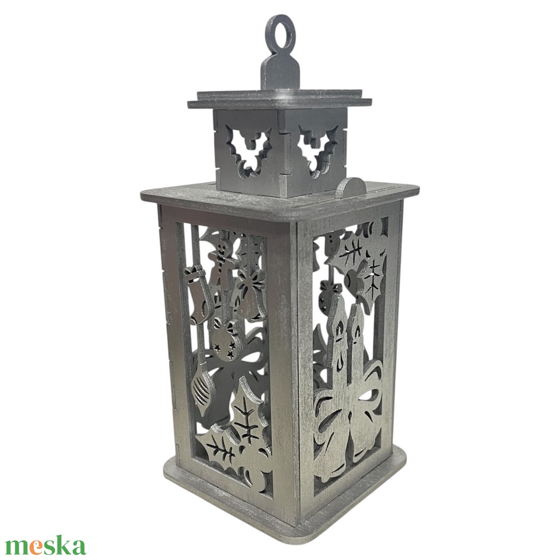 Karácsonyi ezüst mécsestartó  Gyertya mintával - karácsony - karácsonyi lakásdekoráció - ünnepi asztaldekoráció - Meska.hu