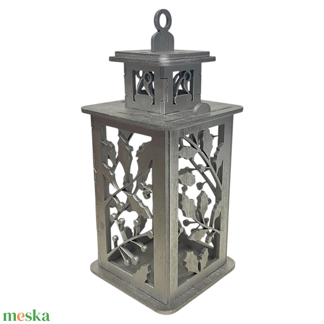 Karácsonyi ezüst mécsestartó  Fagyal mintával - karácsony - karácsonyi lakásdekoráció - ünnepi asztaldekoráció - Meska.hu