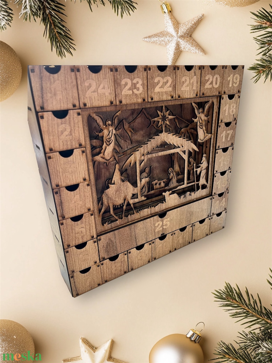 Adventi Betlehem naptár - karácsony - karácsonyi lakásdekoráció - ünnepi asztaldekoráció - Meska.hu