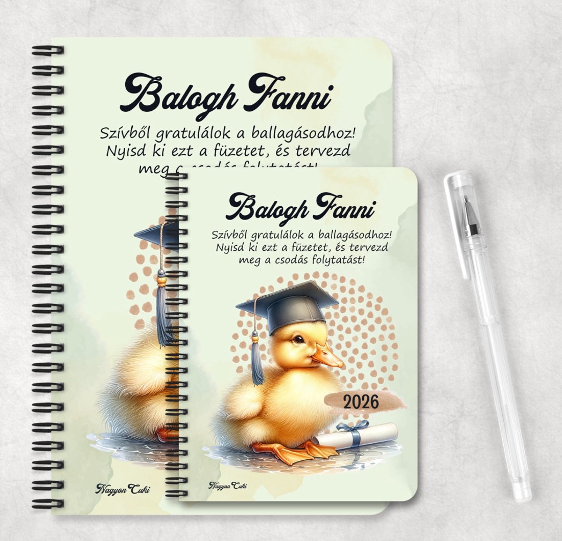 Személyre szabható - 2026 Ballagás - Kacsa mintás füzet - otthon & életmód - papír, írószer - jegyzetfüzet & napló - Meska.hu