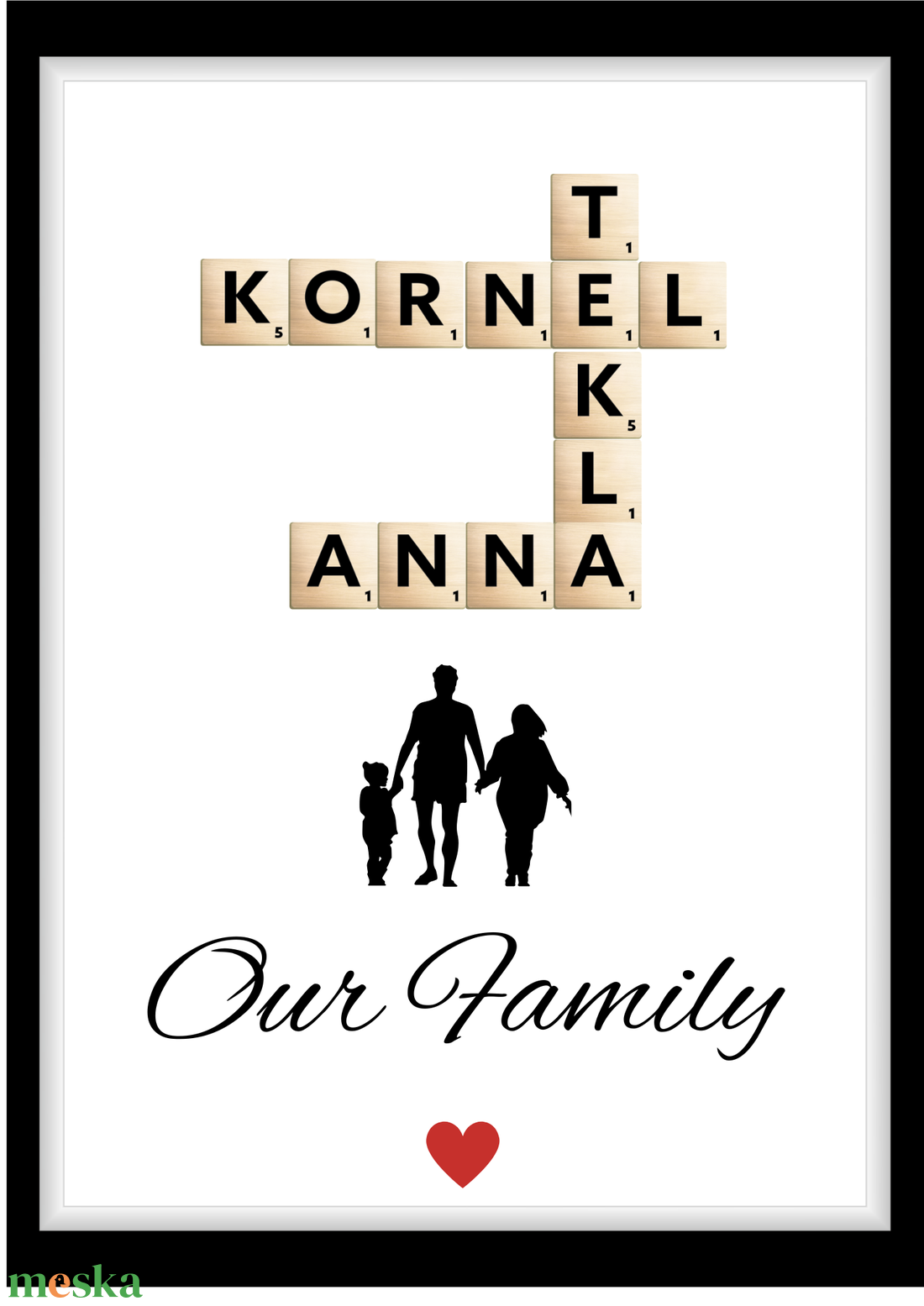 Scrabble betűkkel családi kép - otthon & életmód - dekoráció - fali és függő dekoráció - felirat - Meska.hu