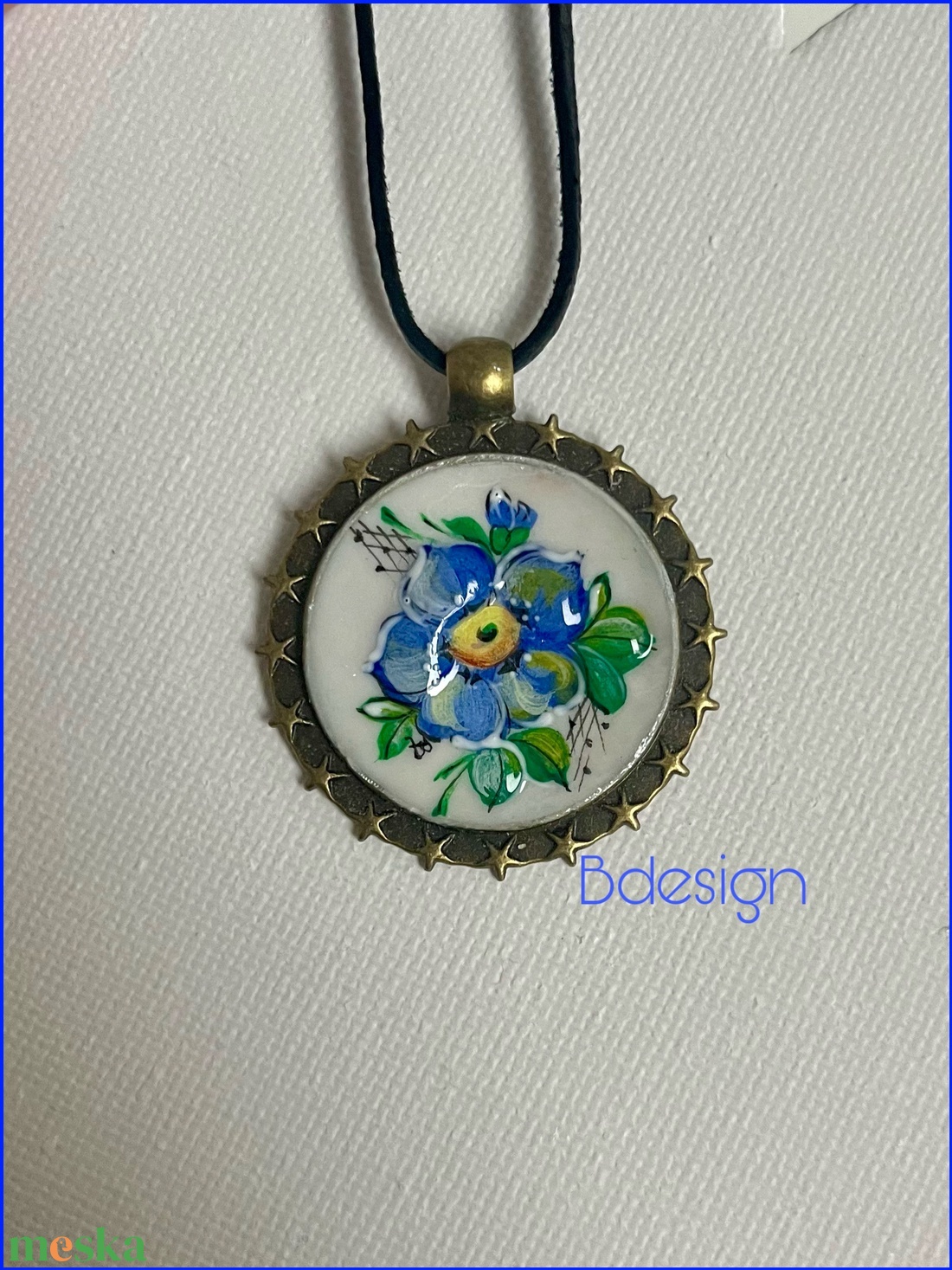 Vadrózsa /kék/ - ékszer - nyaklánc - medál - Meska.hu