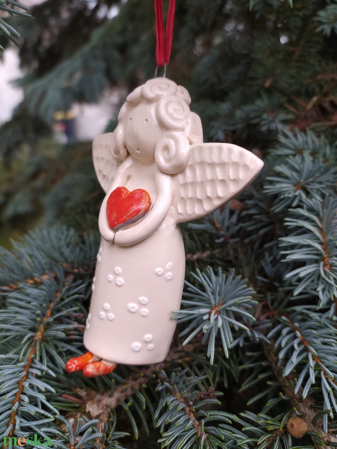 Kerámia angyalka - karácsony - karácsonyi lakásdekoráció - karácsonyi lakásdíszek - Meska.hu