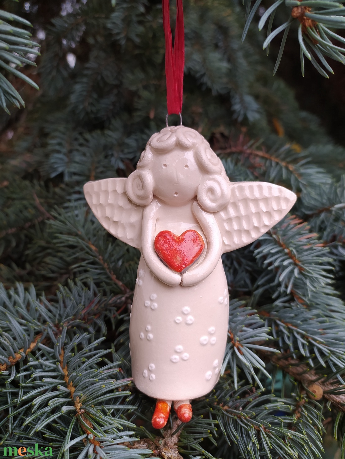 Kerámia angyalka - karácsony - karácsonyi lakásdekoráció - karácsonyi lakásdíszek - Meska.hu