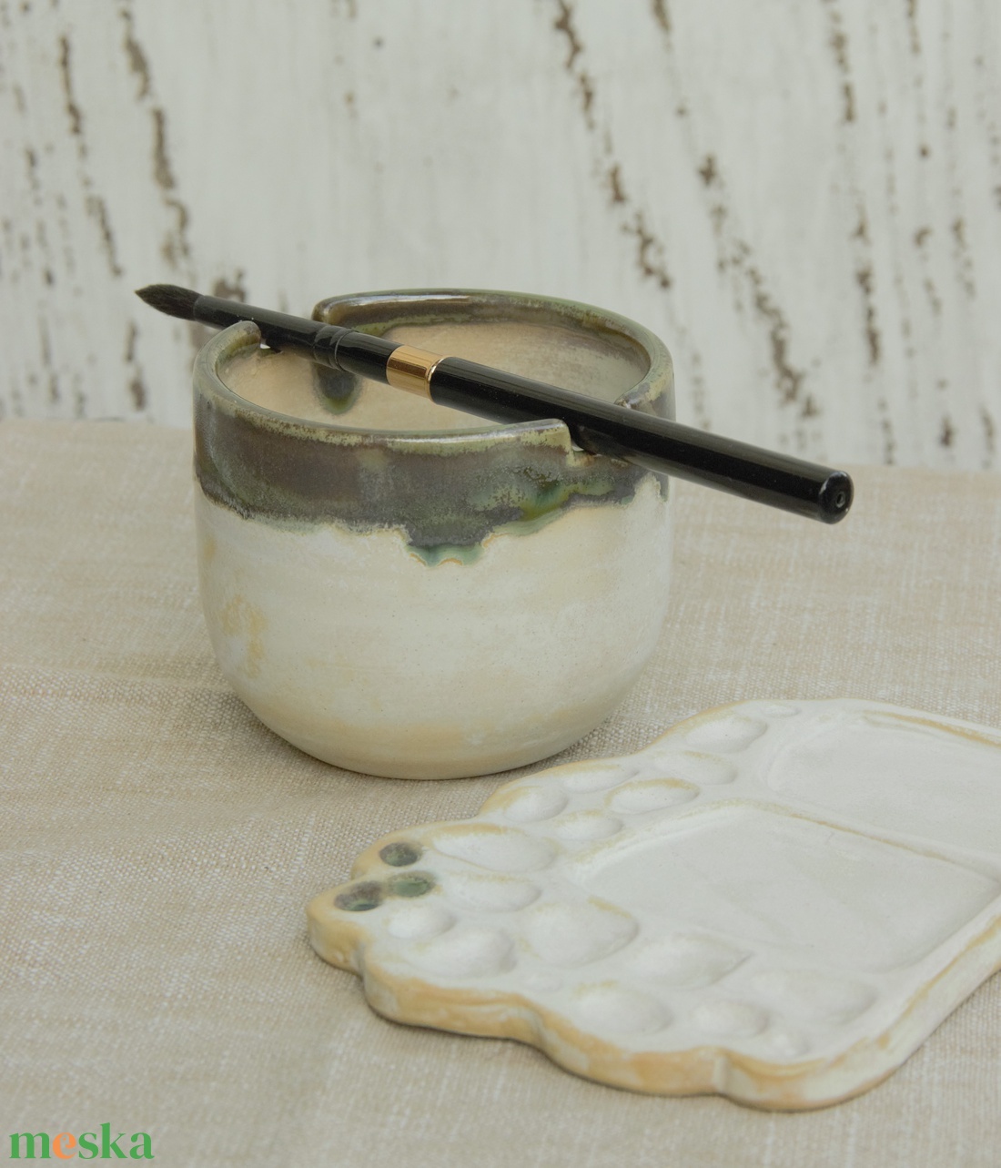 Akvarellfestő szett - organikus mintájú palettával - művészet - festmény - akvarell - Meska.hu