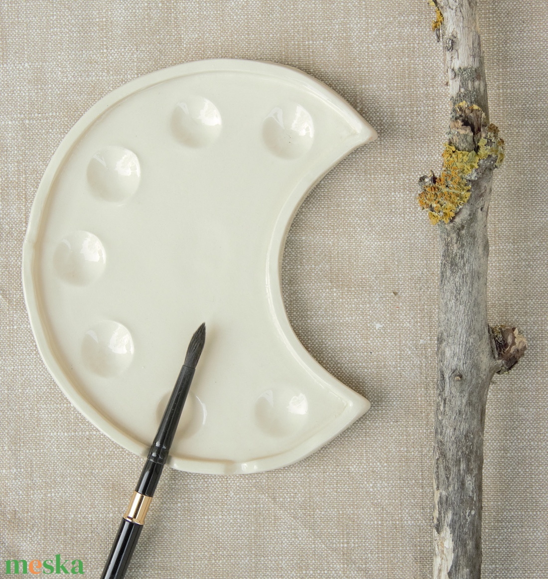 Festőpaletta akvarell festéshez - Félhold - művészet - festmény - akvarell - Meska.hu