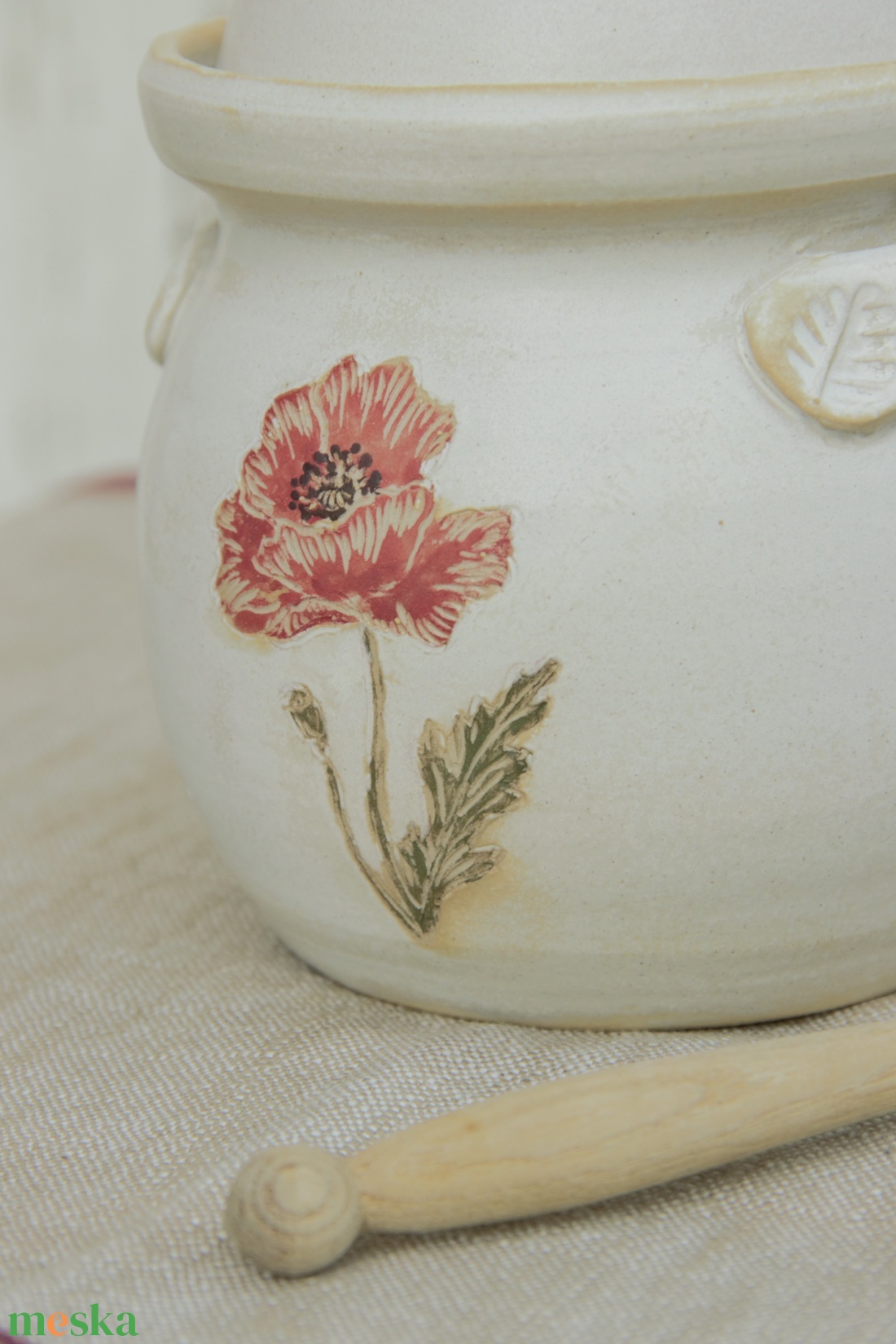 Mézescsupor - pipacs - otthon & életmód - konyhafelszerelés, tálalás - konyhai tárolás - méz & vajtartó - Meska.hu