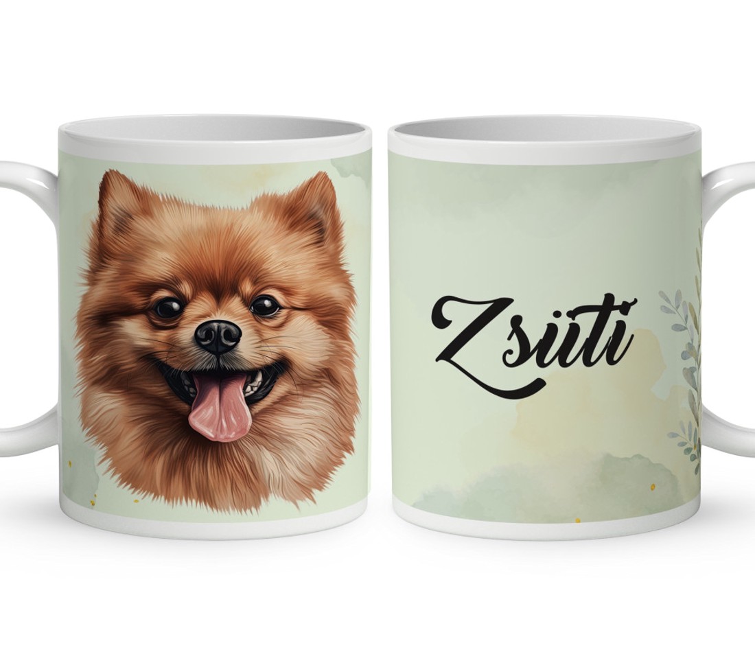 Névvel kérhető - Barna pomerániai törpe spicc portré mintás bögre - otthon & életmód - konyhafelszerelés, tálalás - tálalás - bögre & csésze - Meska.hu