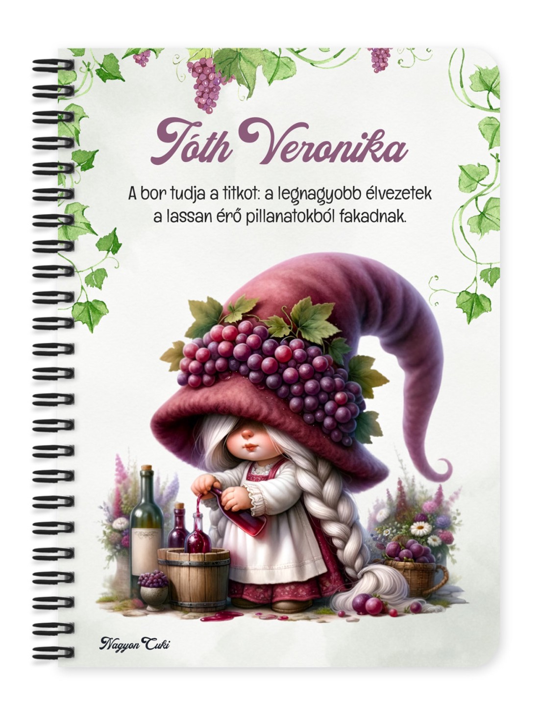 Személyre szabható - A legjobb borász manólány mintás A5-ös füzet - otthon & életmód - papír, írószer - jegyzetfüzet & napló - Meska.hu