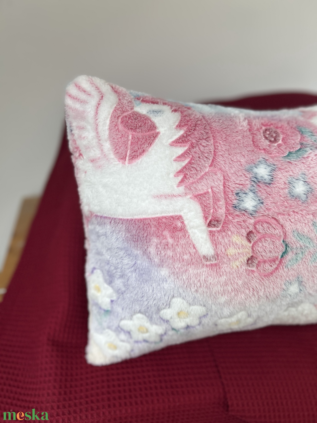 Világítós virágos unikornisos párna - játék & sport - plüssállat & játékfigura - unikornis - Meska.hu