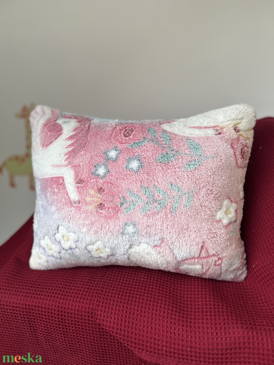 Világítós virágos unikornisos párna - játék & sport - plüssállat & játékfigura - unikornis - Meska.hu