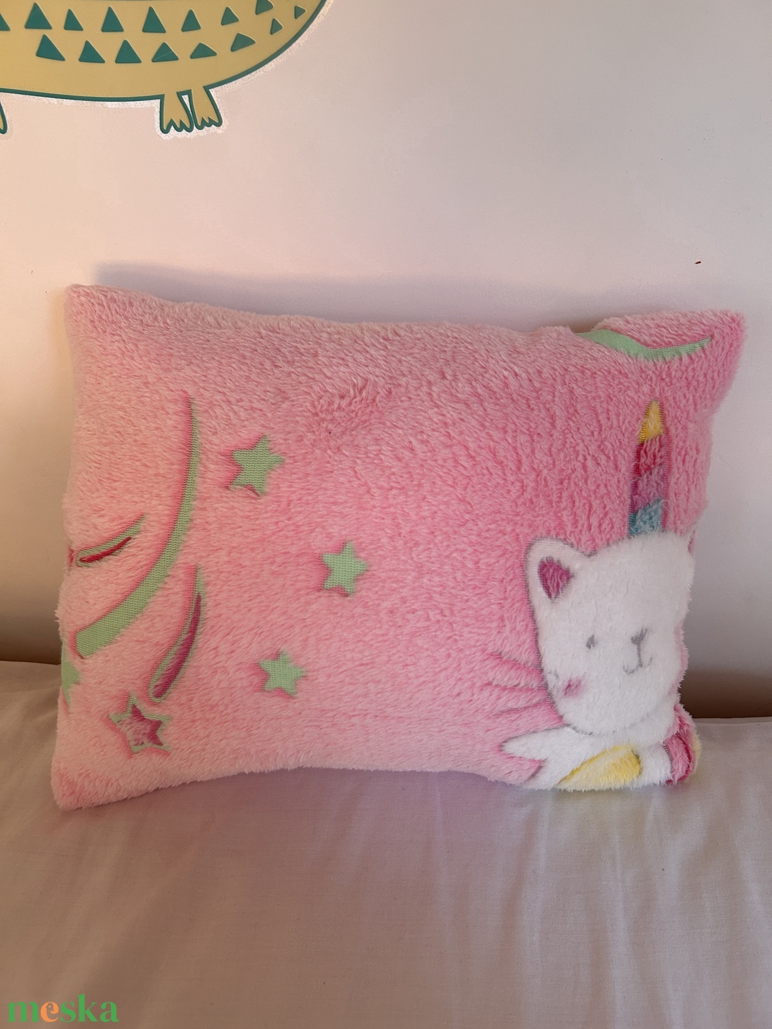 Világítós unikornis cica párna - baba - mama - babaszoba dekoráció - gyerek díszpárna - Meska.hu