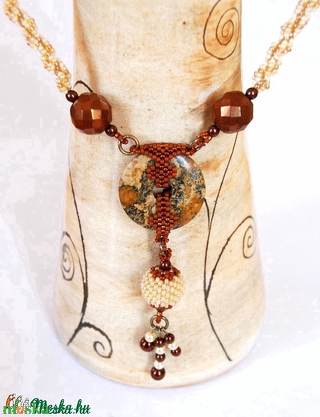 Ásványfánk-nyakék - ékszer - nyaklánc - gyöngyös nyaklánc - Meska.hu