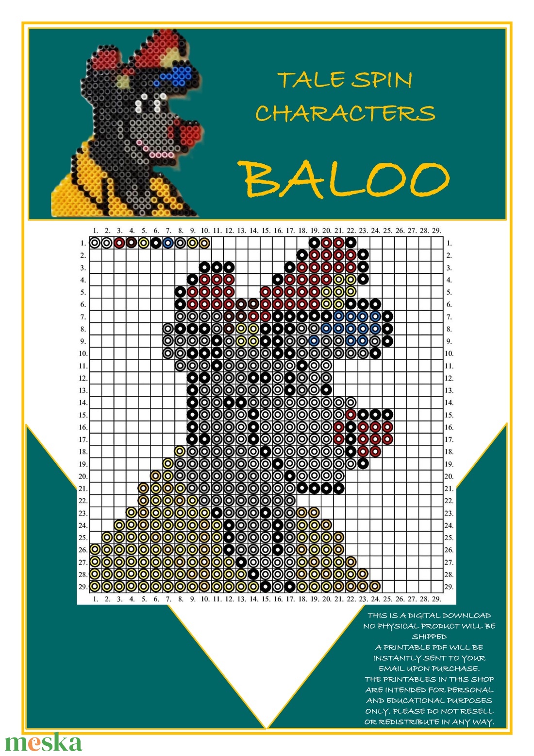 Balu kapitány vasalható gyöngy minta - diy (csináld magad) - fűzésminták - Meska.hu