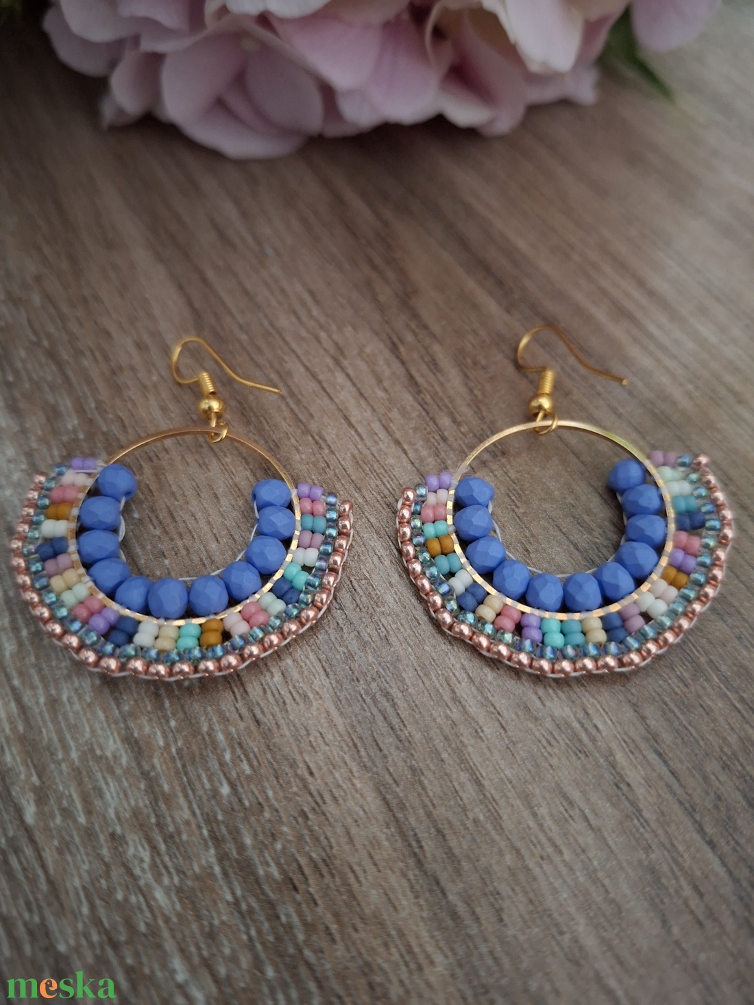 Miyuki gyöngyökből készült fülbevaló  - ékszer - fülbevaló - fülékszer - Meska.hu