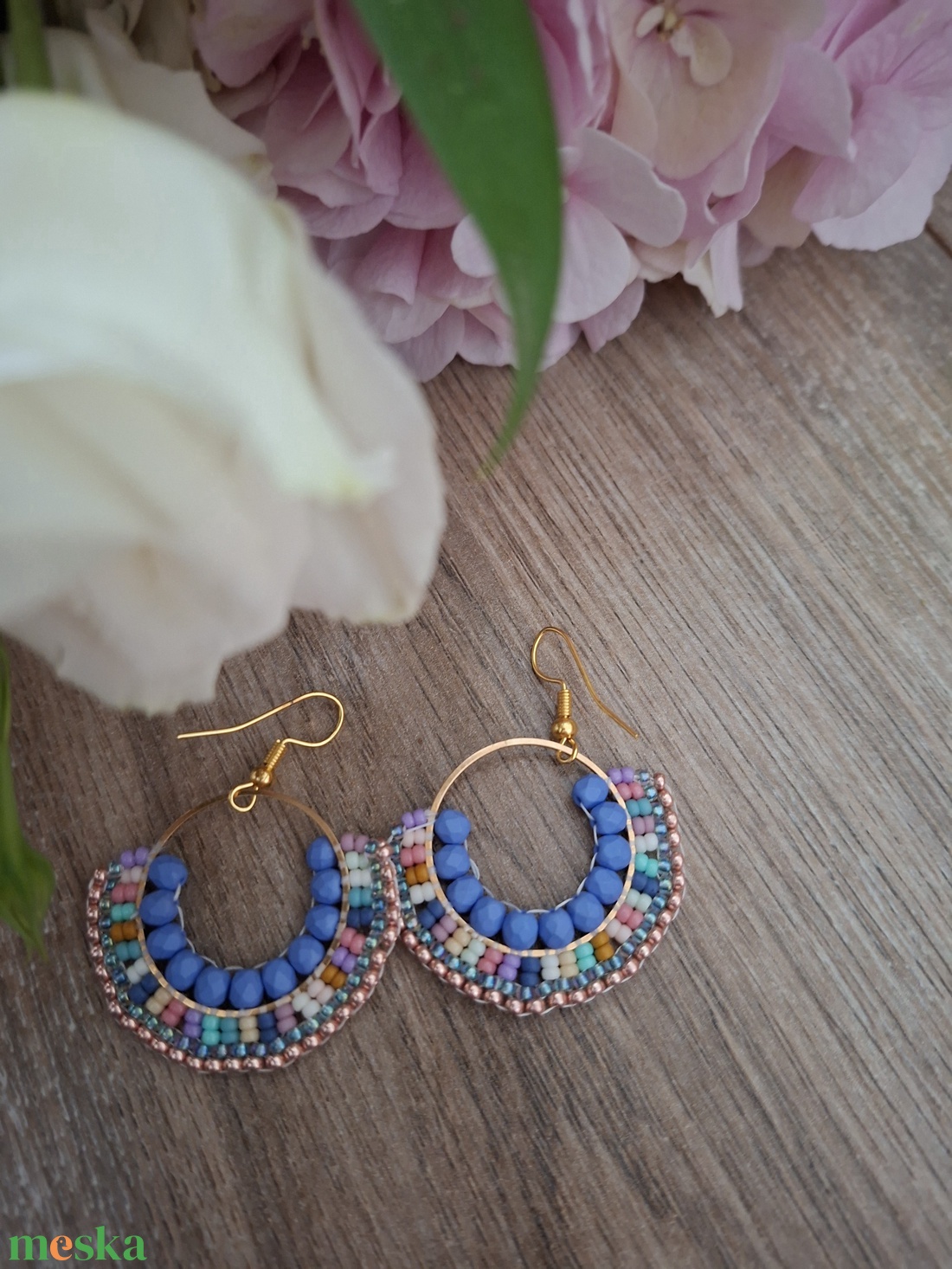 Miyuki gyöngyökből készült fülbevaló  - ékszer - fülbevaló - fülékszer - Meska.hu