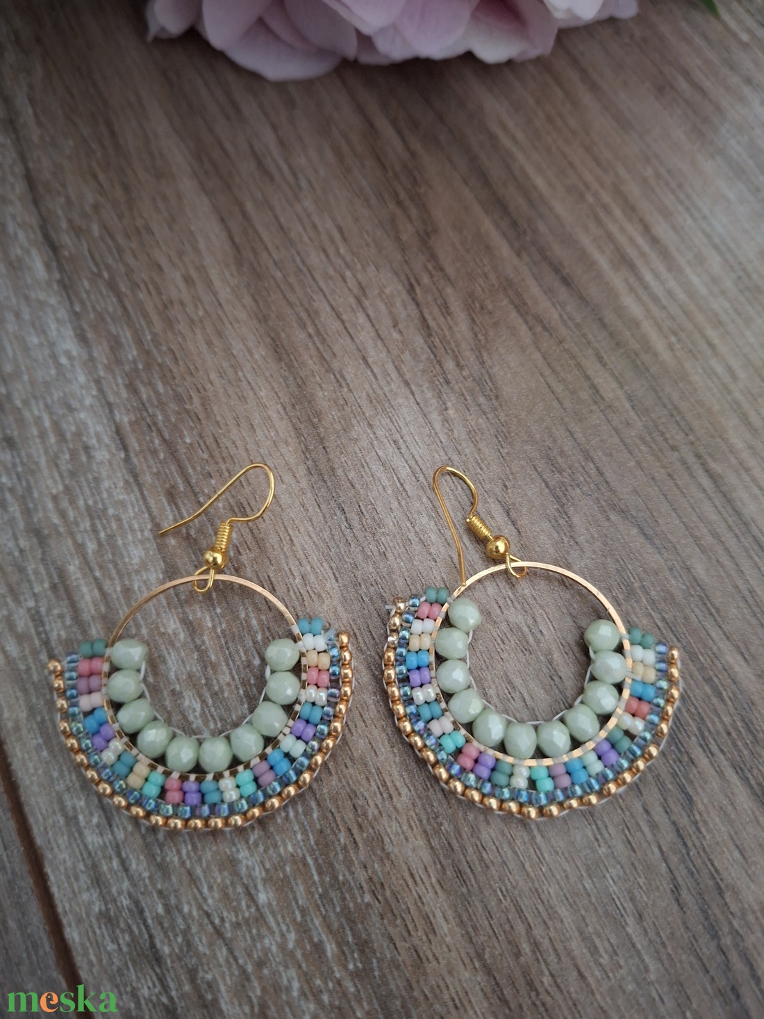 Miyuki gyöngyökből készült fülbevaló  - ékszer - fülbevaló - fülékszer - Meska.hu