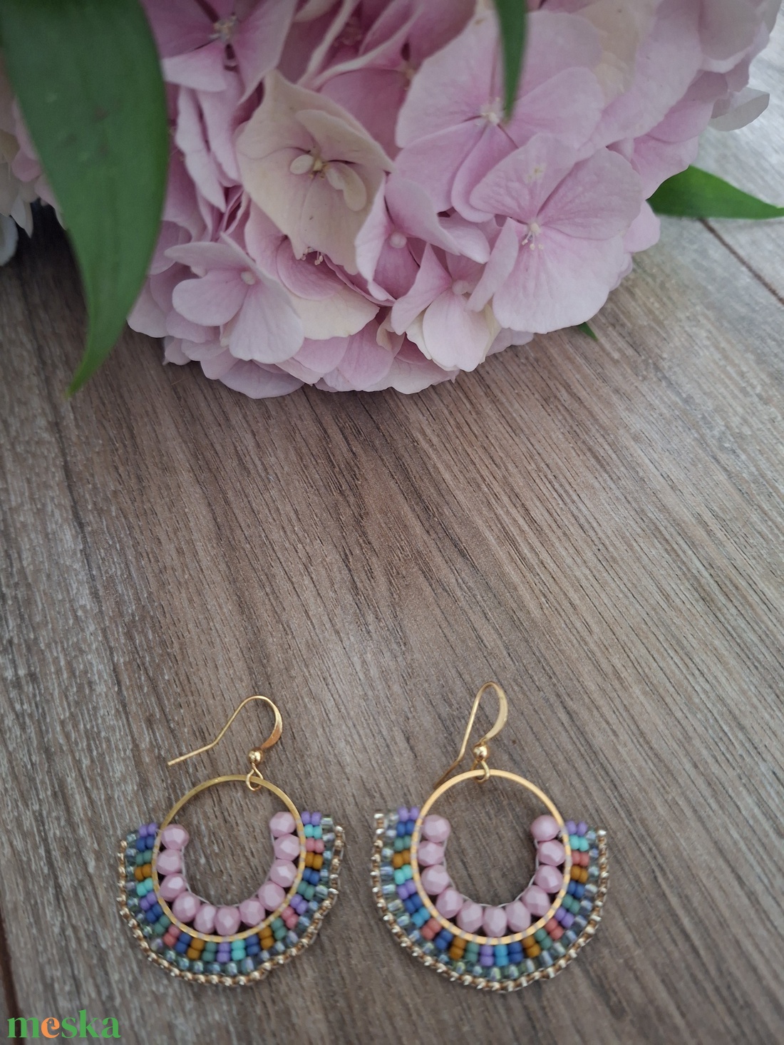 Miyuki japán üveggyöngyökből készült fülbevaló  - ékszer - fülbevaló - fülékszer - Meska.hu