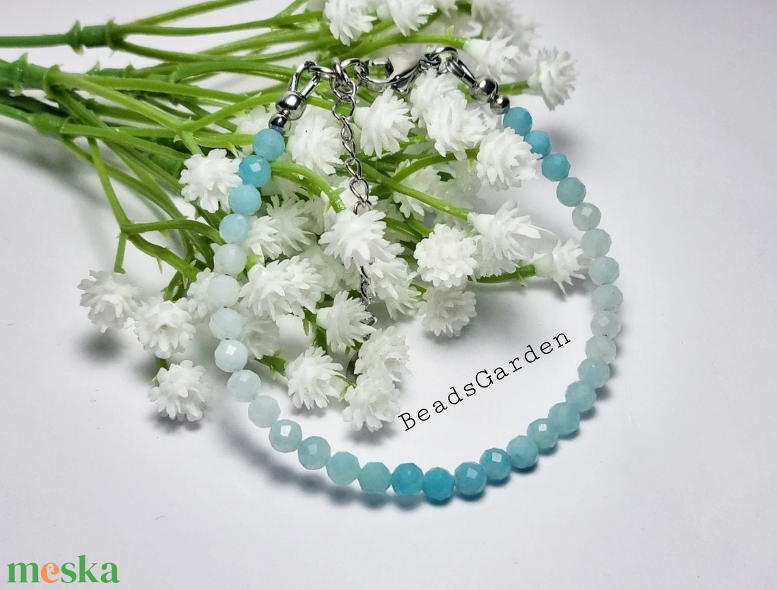 Amazonit karkötő , színátmenetesen - ékszer - karkötő - gyöngyös karkötő - Meska.hu