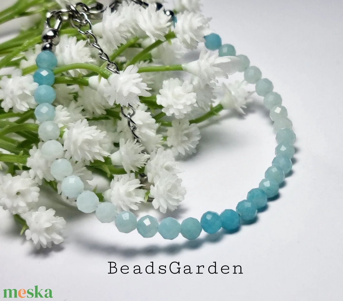 Amazonit karkötő , színátmenetesen - ékszer - karkötő - gyöngyös karkötő - Meska.hu