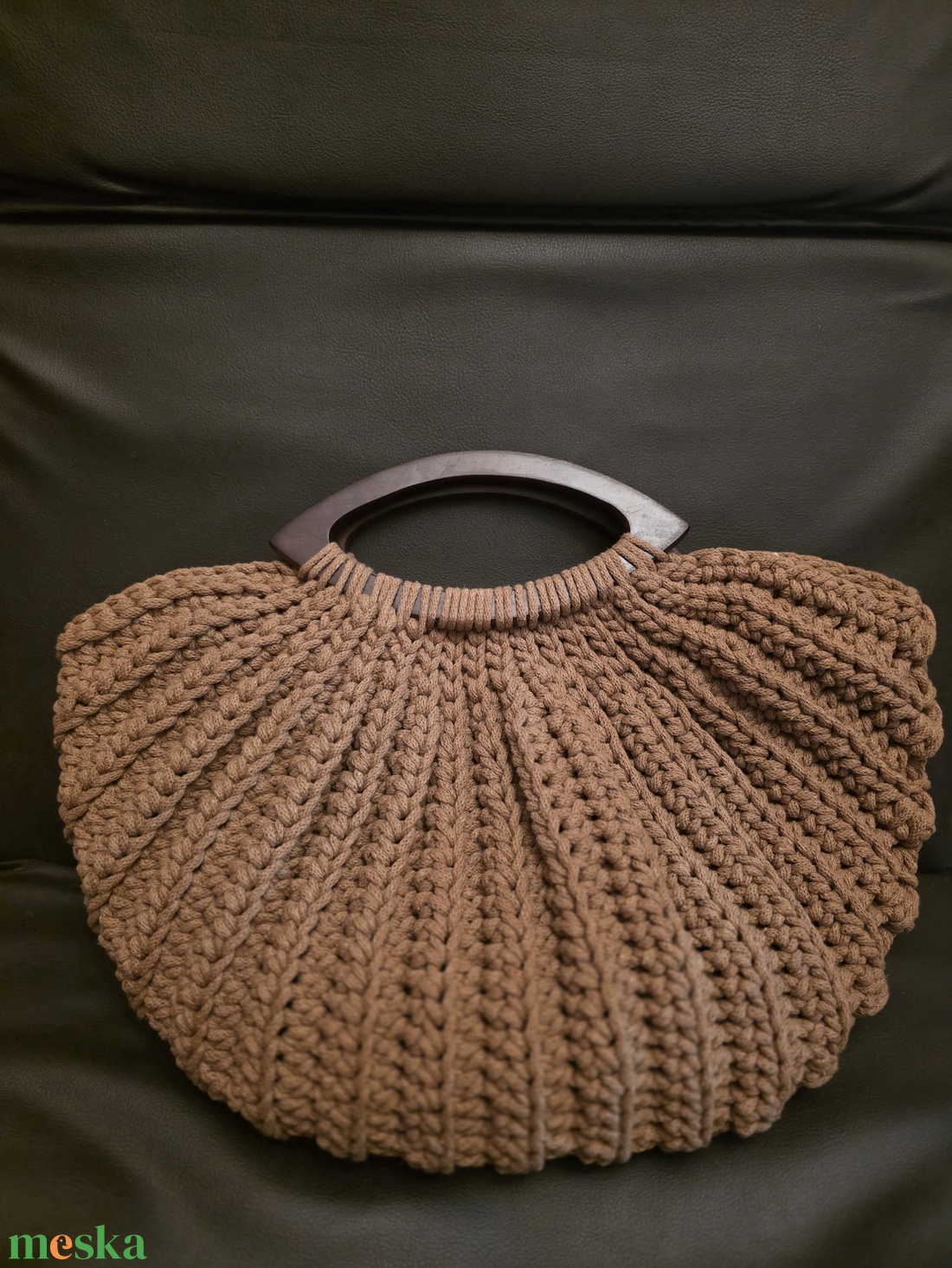 Kagyló táska barna zsinórfonalból. - táska & tok - kézitáska & válltáska - kézitáska - Meska.hu
