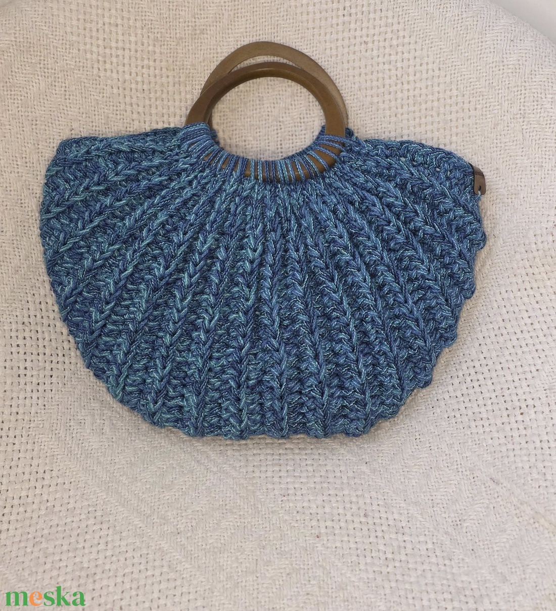 Kagyló táska kék zsinórfonalból. - táska & tok - kézitáska & válltáska - kézitáska - Meska.hu