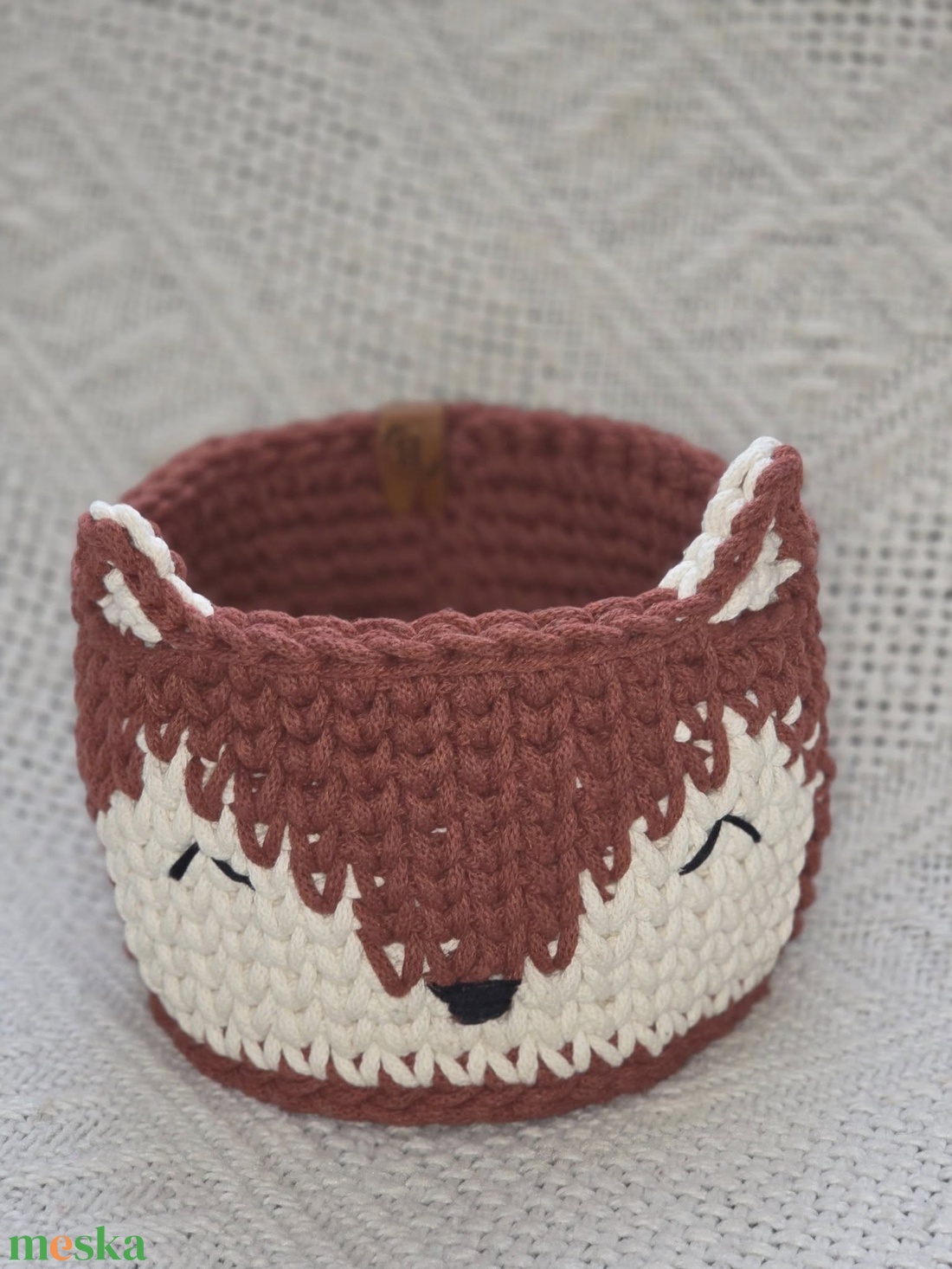 Rókás horgolt kosár/tároló - baba - mama - babaszobabútor - játéktároló - Meska.hu