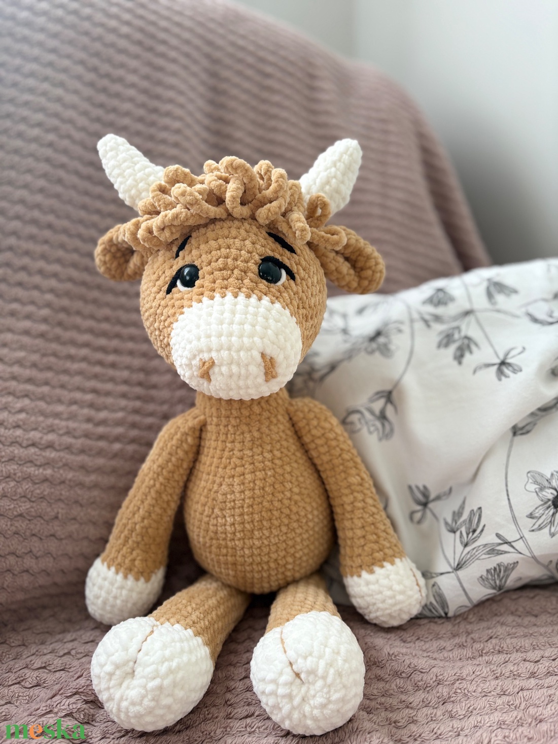 Horgolt bocika � pihe-puha zsenília amigurumi tehén, 50 cm - játék & sport - plüssállat & játékfigura - boci, tehén - Meska.hu
