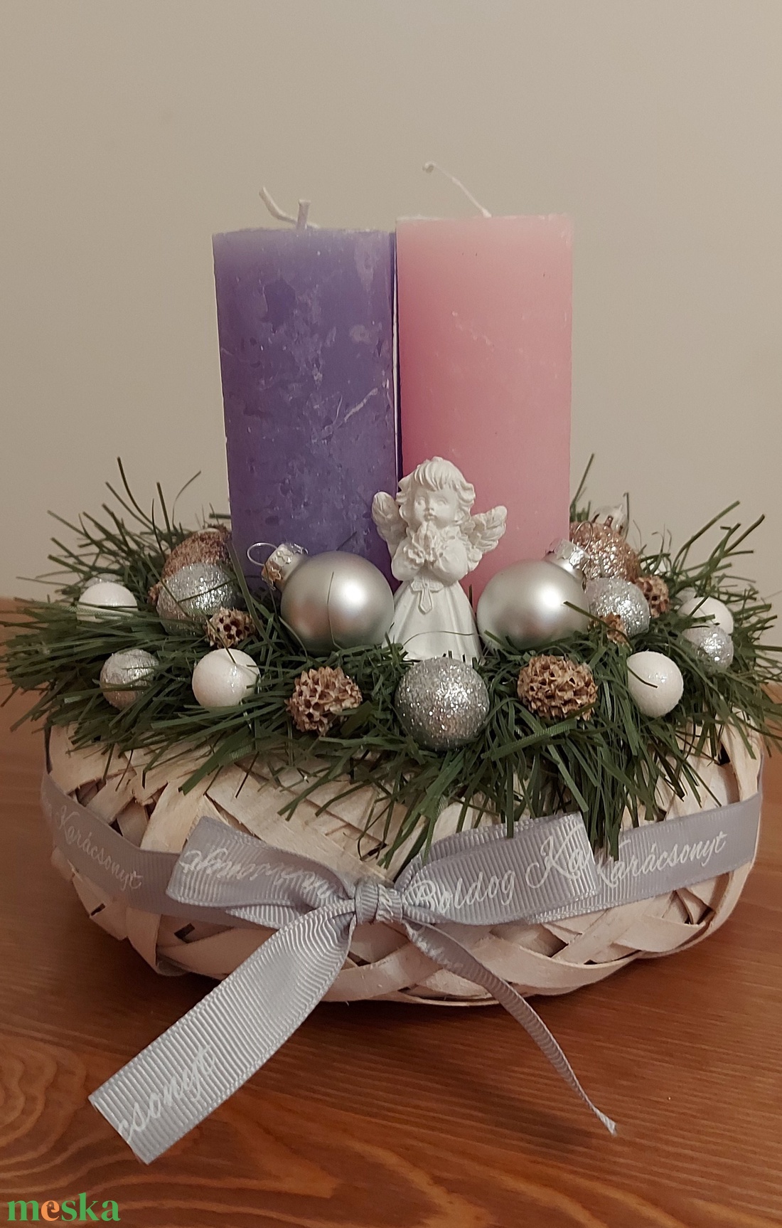Klasszikus lila rózsaszín adventi kosár - karácsony - adventi díszek - adventi gyertyadíszek és koszorúdíszek - Meska.hu Klasszikus lila rózsaszín adventi kosár - karácsony - adventi díszek - adventi gyertyadíszek és koszorúdíszek - Meska.hu