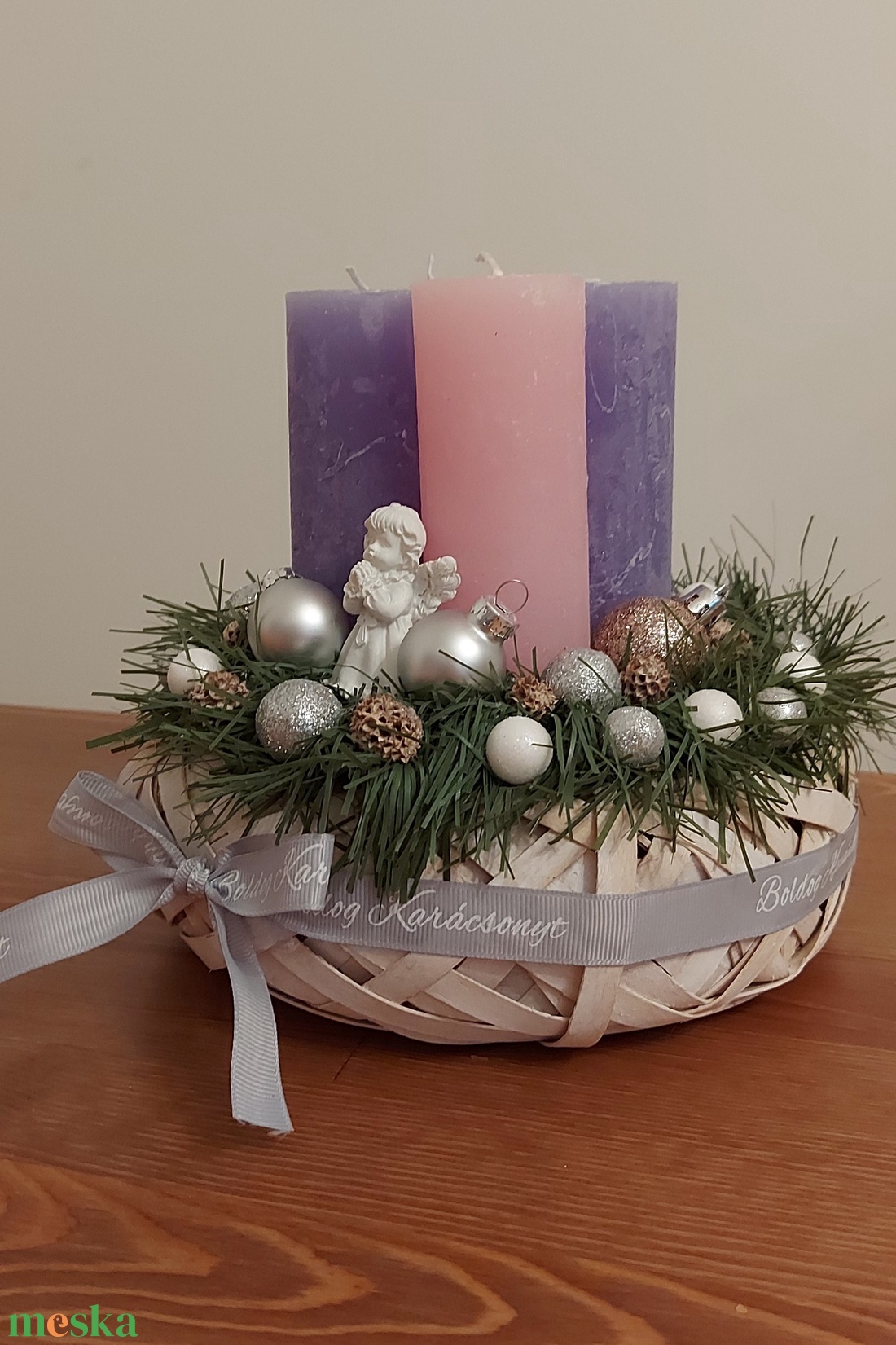 Klasszikus lila rózsaszín adventi kosár - karácsony - adventi díszek - adventi gyertyadíszek és koszorúdíszek - Meska.hu Klasszikus lila rózsaszín adventi kosár - karácsony - adventi díszek - adventi gyertyadíszek és koszorúdíszek - Meska.hu