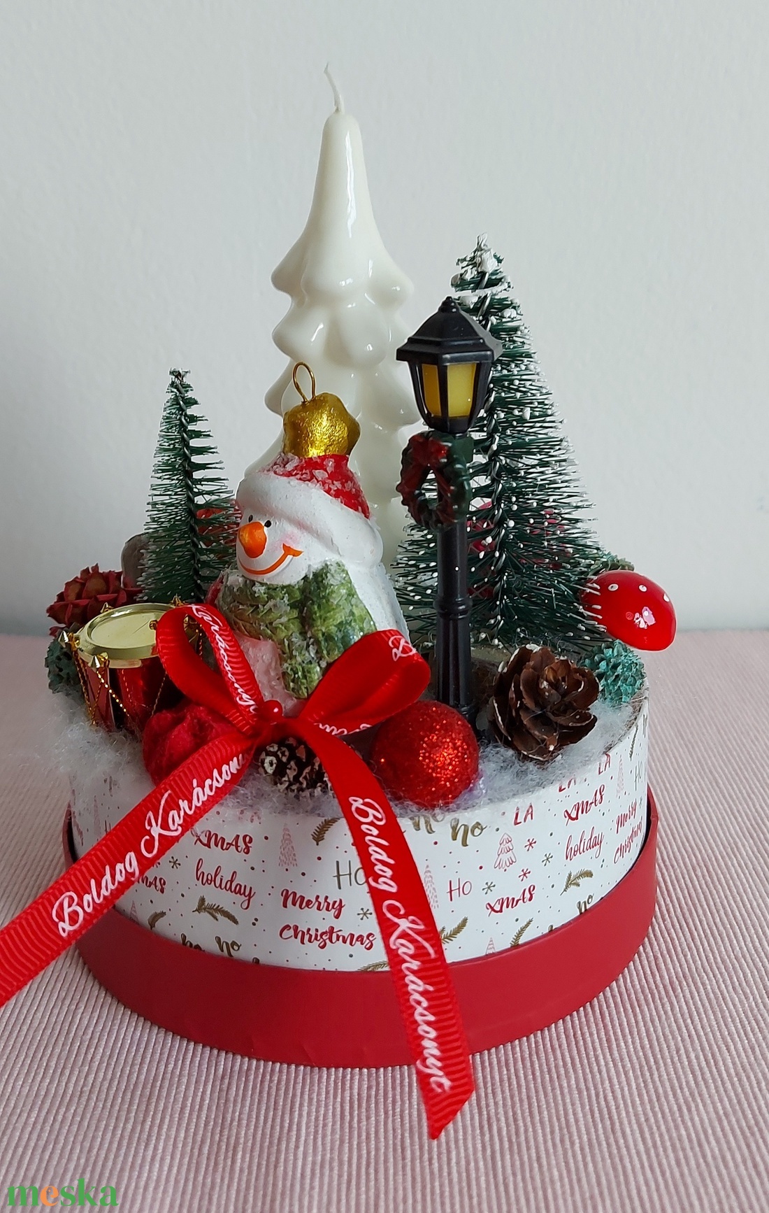 Hóemberes karácsonyi doboz asztaldísz - karácsony - adventi díszek - adventi asztaldísz - Meska.hu