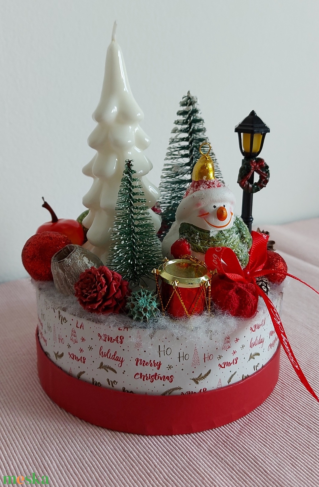 Hóemberes karácsonyi doboz asztaldísz - karácsony - adventi díszek - adventi asztaldísz - Meska.hu