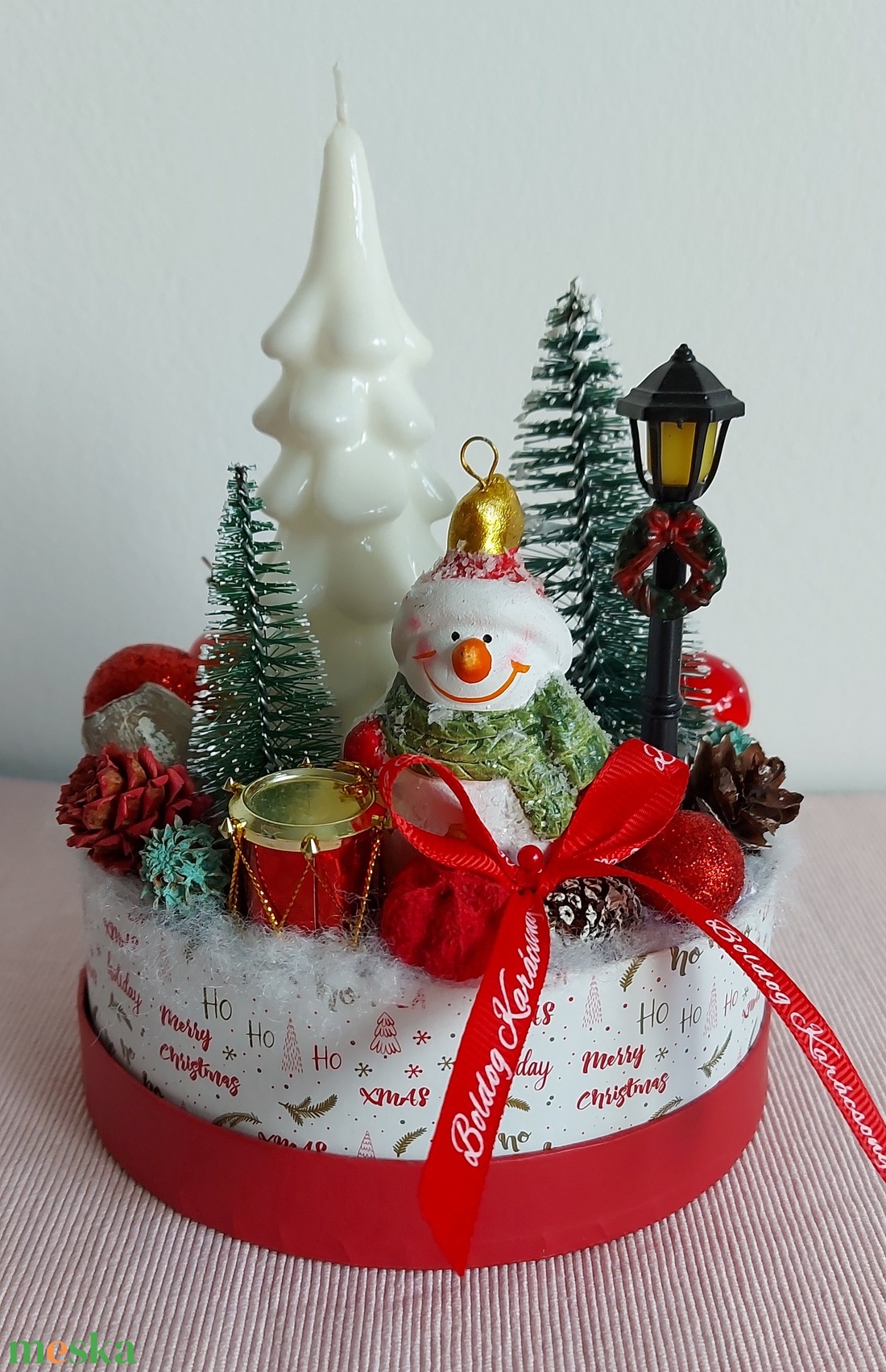 Hóemberes karácsonyi doboz asztaldísz - karácsony - adventi díszek - adventi asztaldísz - Meska.hu