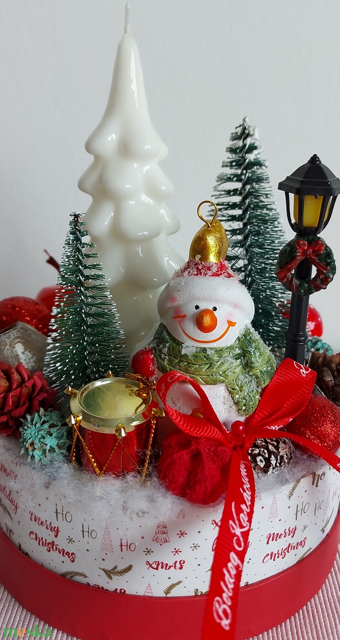 Hóemberes karácsonyi doboz asztaldísz - karácsony - adventi díszek - adventi asztaldísz - Meska.hu