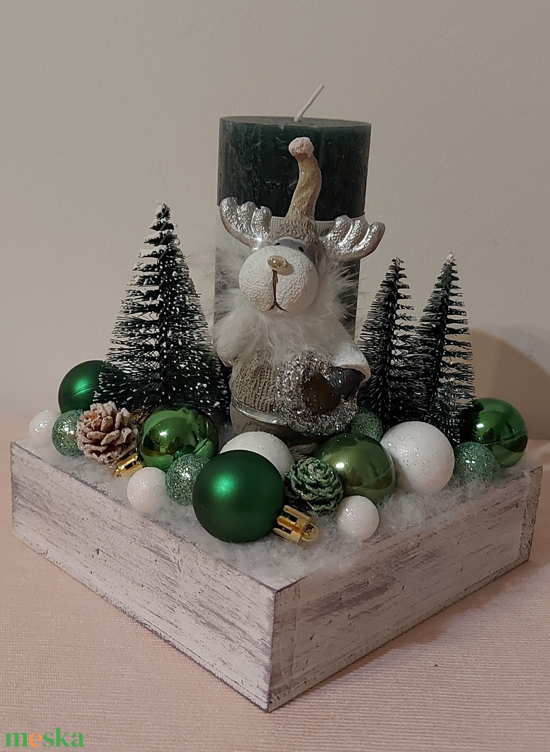 Zöld-fehér adventi asztaldísz - karácsony - adventi díszek - adventi asztaldísz - Meska.hu Zöld-fehér adventi asztaldísz - karácsony - adventi díszek - adventi asztaldísz - Meska.hu