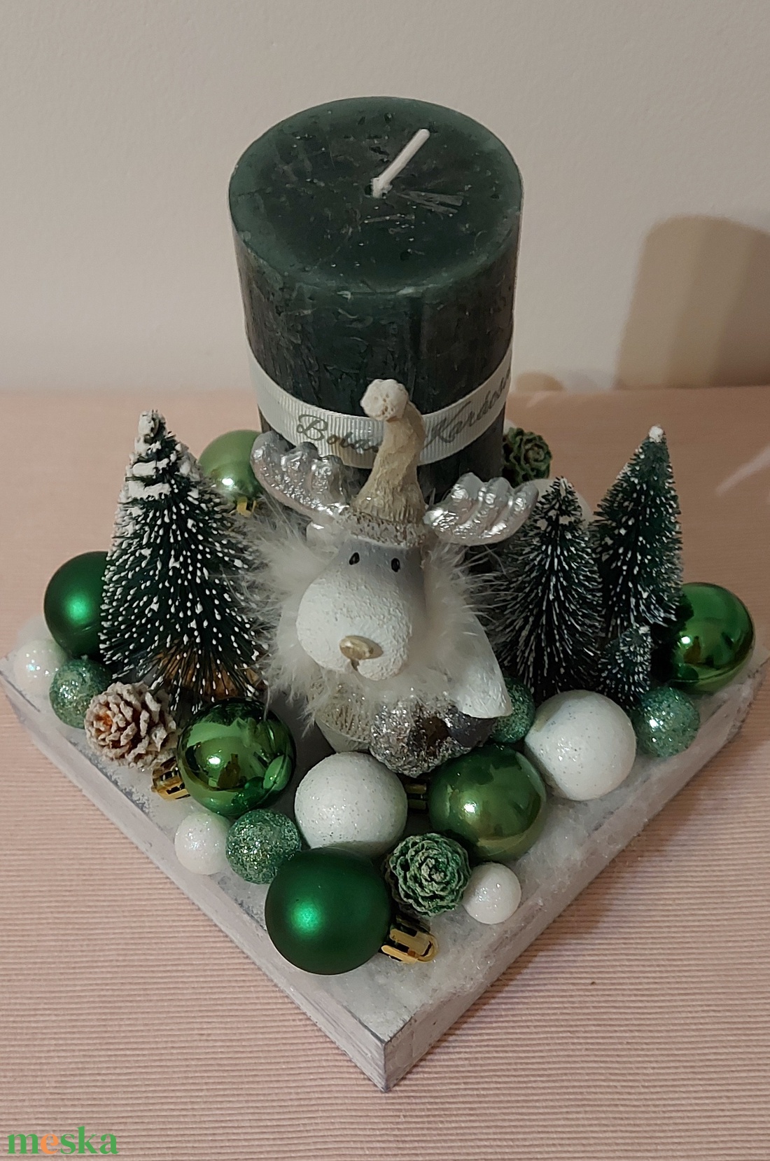Zöld-fehér adventi asztaldísz - karácsony - adventi díszek - adventi asztaldísz - Meska.hu Zöld-fehér adventi asztaldísz - karácsony - adventi díszek - adventi asztaldísz - Meska.hu