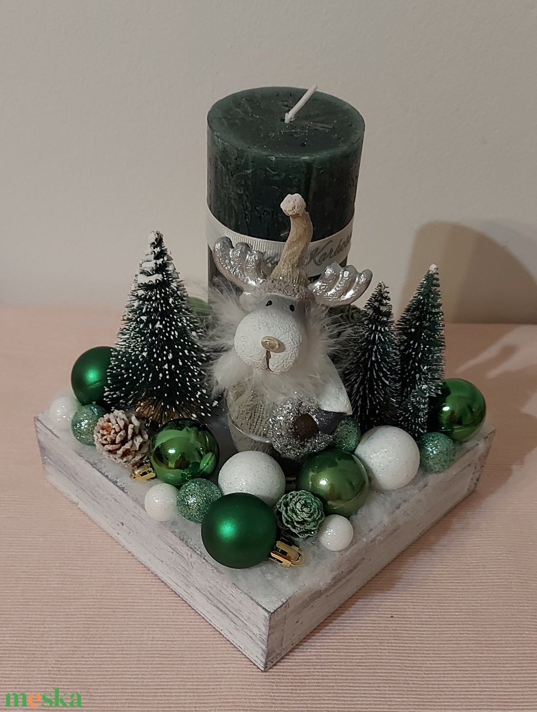 Zöld-fehér adventi asztaldísz - karácsony - adventi díszek - adventi asztaldísz - Meska.hu Zöld-fehér adventi asztaldísz - karácsony - adventi díszek - adventi asztaldísz - Meska.hu