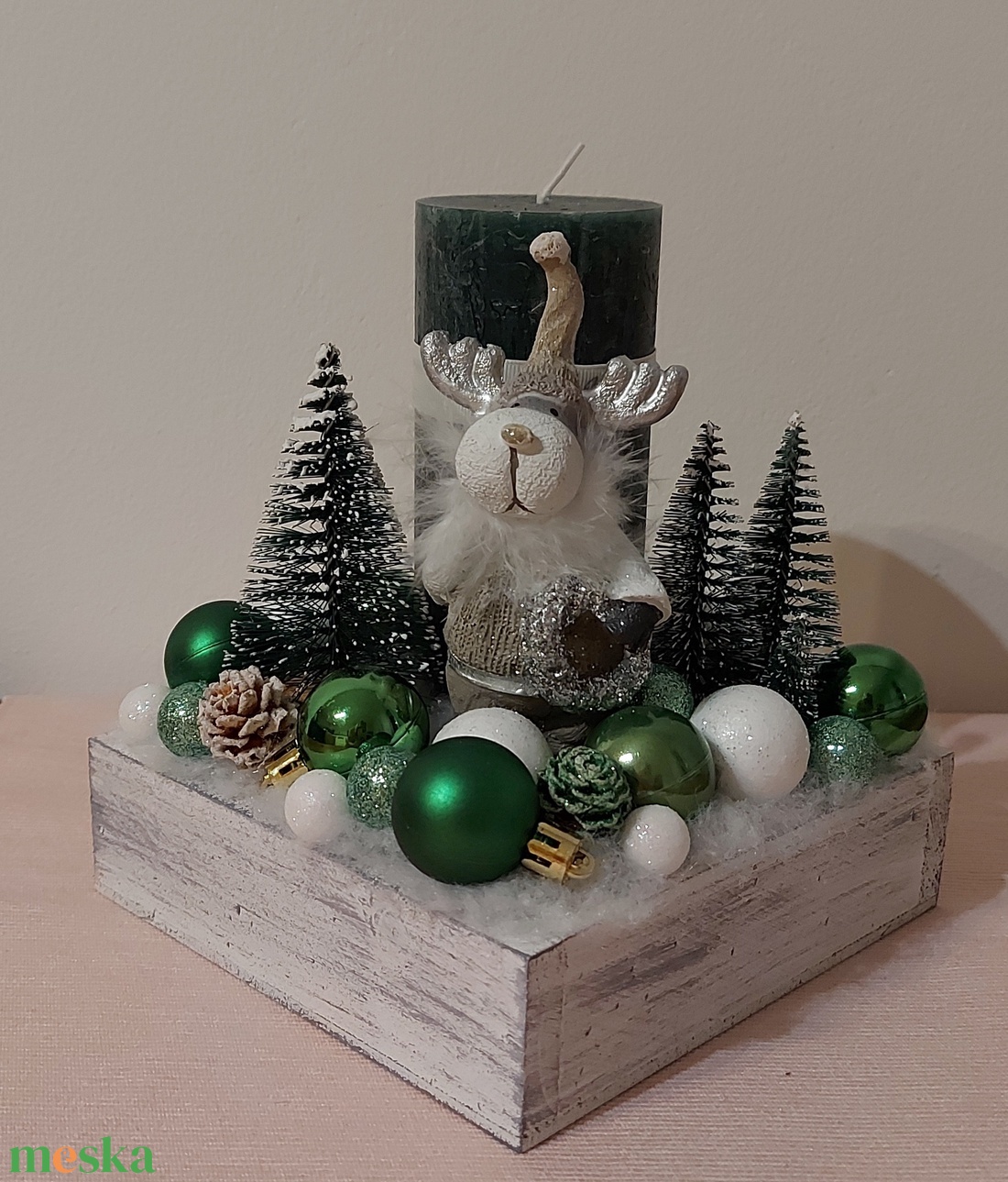 Zöld-fehér adventi asztaldísz - karácsony - adventi díszek - adventi asztaldísz - Meska.hu Zöld-fehér adventi asztaldísz - karácsony - adventi díszek - adventi asztaldísz - Meska.hu