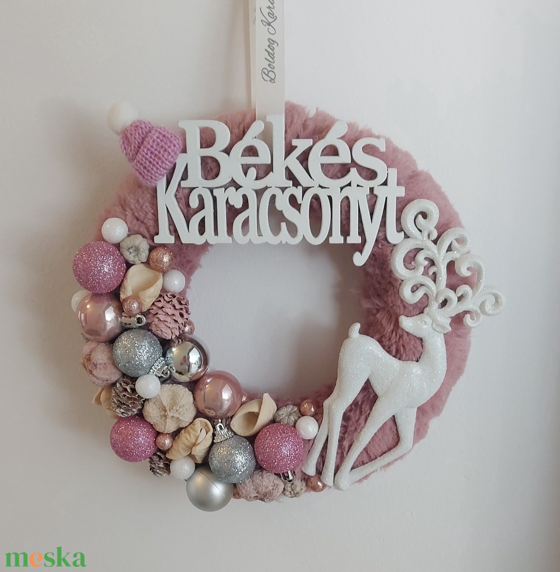 Rózsaszín csillogó karácsonyi ajtókopogtató - karácsony - adventi díszek - adventi ajtódísz - Meska.hu Rózsaszín csillogó karácsonyi ajtókopogtató - karácsony - adventi díszek - adventi ajtódísz - Meska.hu
