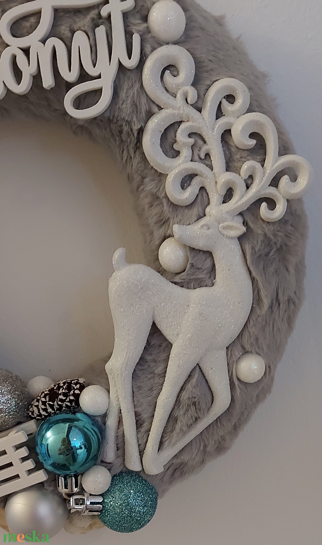 Szürke-türkiz karácsonyi ajtókopogtató - karácsony - adventi díszek - adventi ajtódísz - Meska.hu Szürke-türkiz karácsonyi ajtókopogtató - karácsony - adventi díszek - adventi ajtódísz - Meska.hu