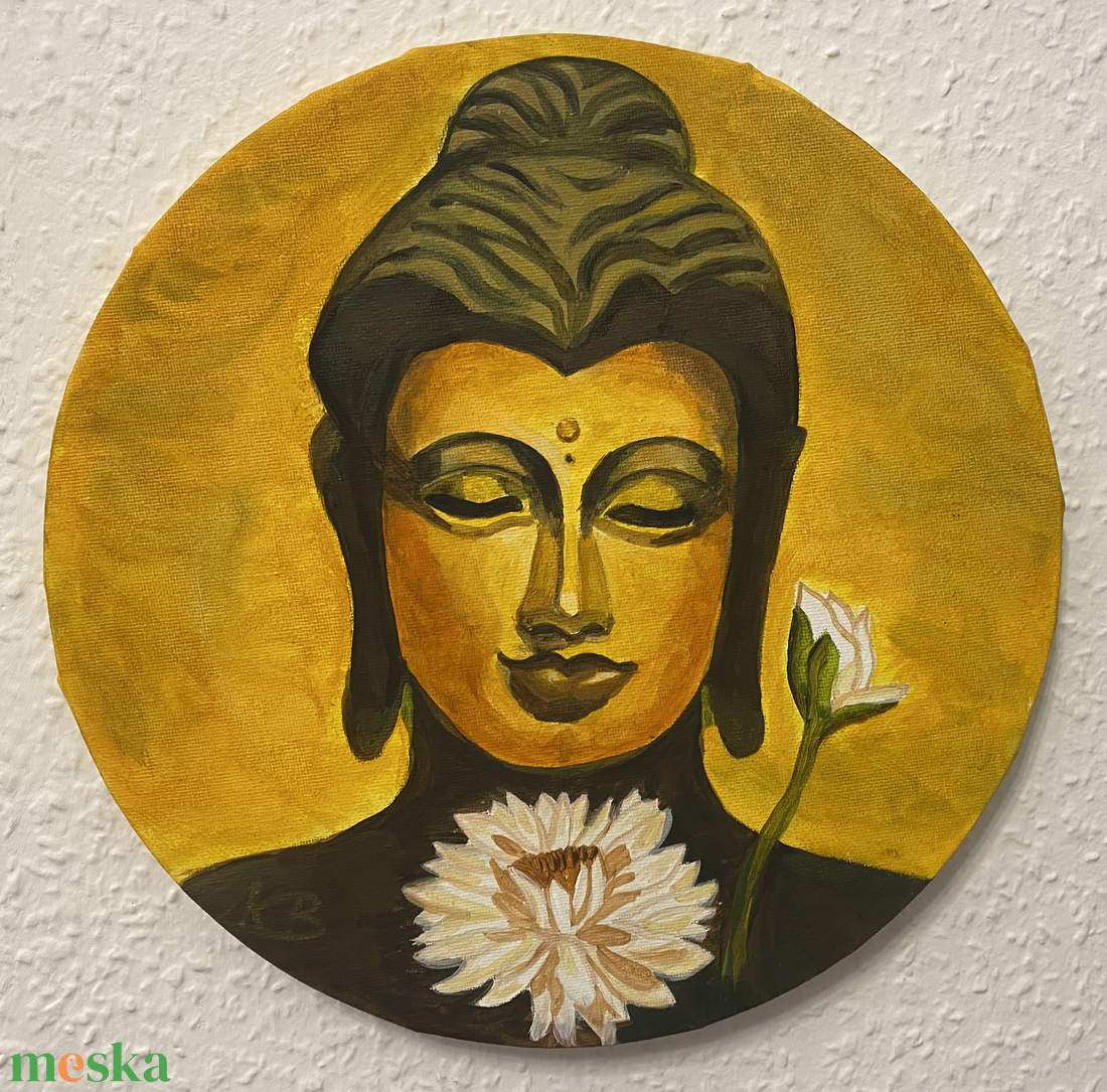 Buddha lótusszal kerek festmény - művészet - festmény - akril - Meska.hu Buddha lótusszal kerek festmény - művészet - festmény - akril - Meska.hu