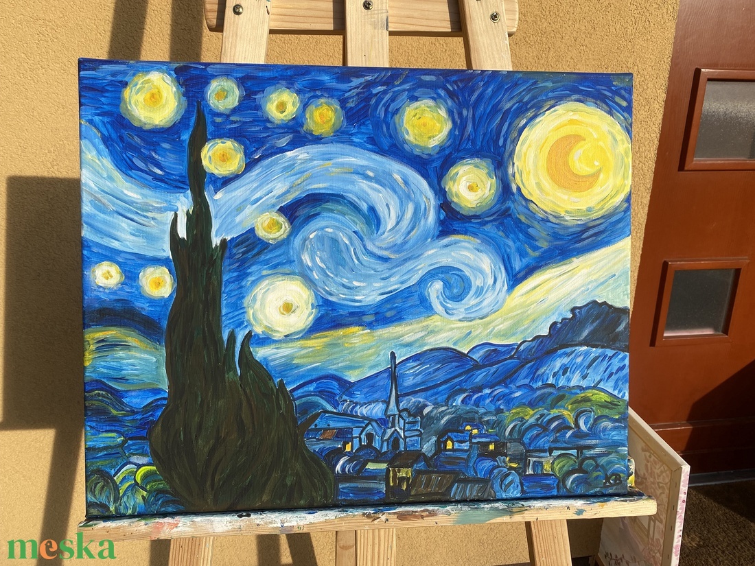 Van Gogh-Csillagos éj inspiráció-falikép - művészet - festmény - akril - Meska.hu Van Gogh-Csillagos éj inspiráció-falikép - művészet - festmény - akril - Meska.hu