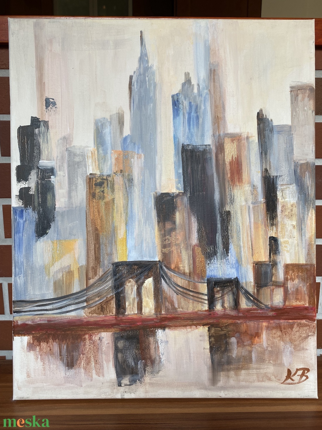New York Brooklyn Bridge-akril festmény, falikép - művészet - festmény - akril - Meska.hu