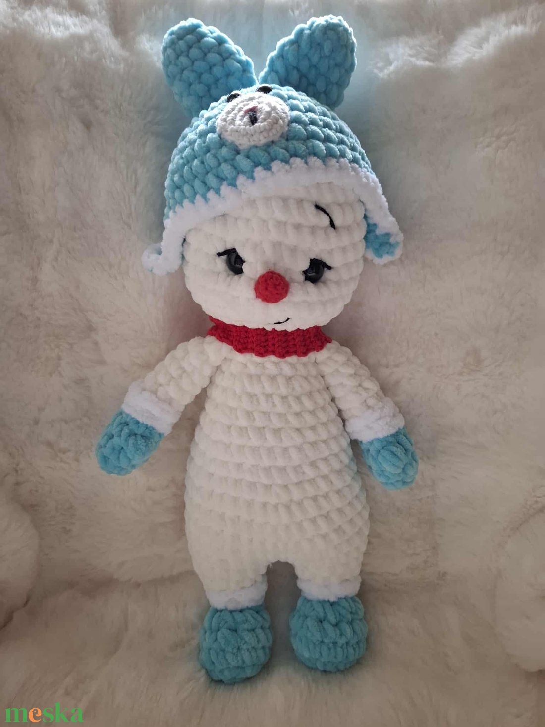 Horgolt plüss hóember nyuszis sapiban - játék & sport - plüssállat & játékfigura - más figura - Meska.hu Horgolt plüss hóember nyuszis sapiban - játék & sport - plüssállat & játékfigura - más figura - Meska.hu