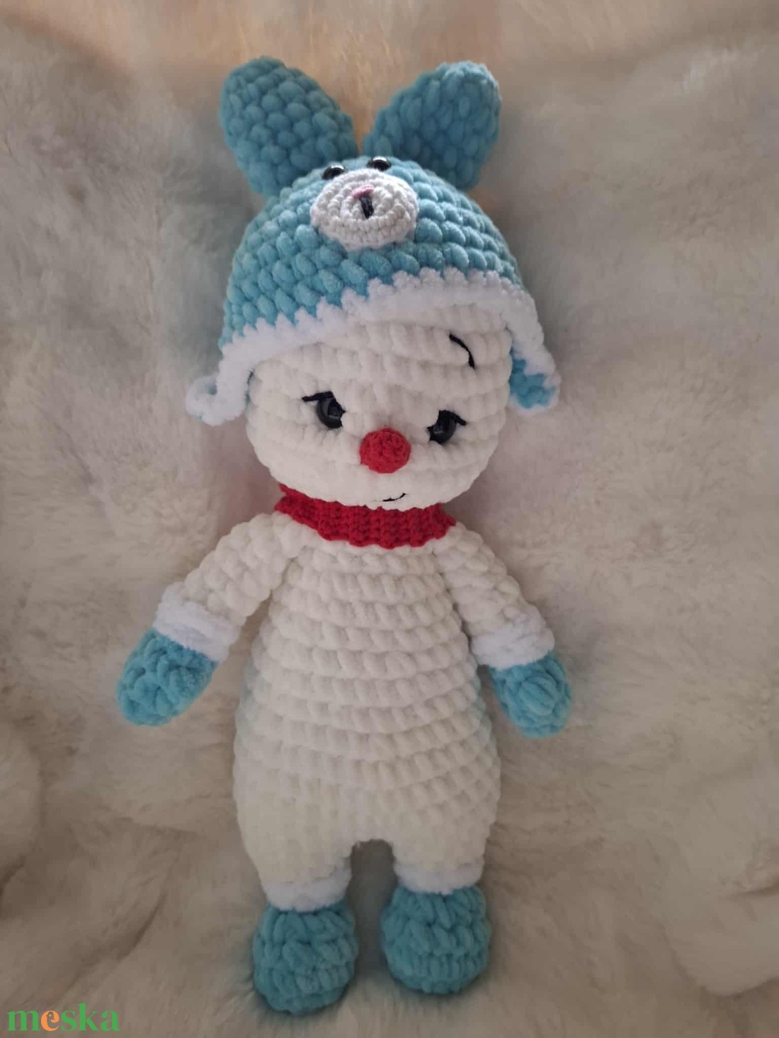 Horgolt plüss hóember nyuszis sapiban - játék & sport - plüssállat & játékfigura - más figura - Meska.hu Horgolt plüss hóember nyuszis sapiban - játék & sport - plüssállat & játékfigura - más figura - Meska.hu